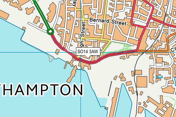 SO14 3AW map - OS VectorMap District (Ordnance Survey)