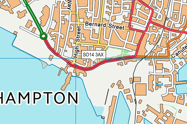 SO14 3AX map - OS VectorMap District (Ordnance Survey)