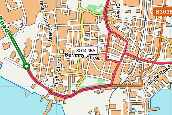 SO14 3BA map - OS VectorMap District (Ordnance Survey)