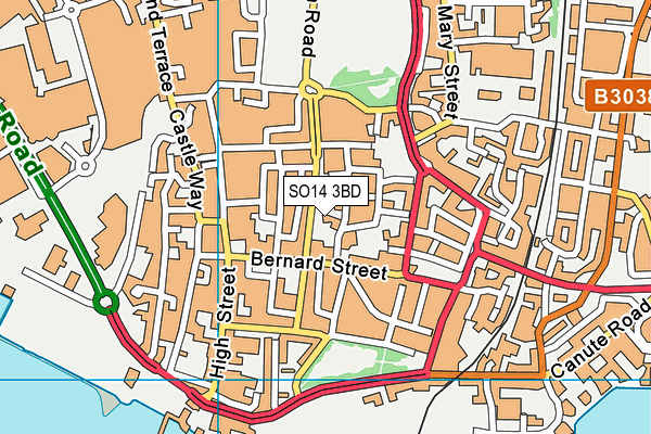 SO14 3BD map - OS VectorMap District (Ordnance Survey)
