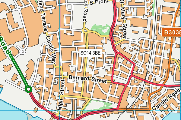 SO14 3BE map - OS VectorMap District (Ordnance Survey)