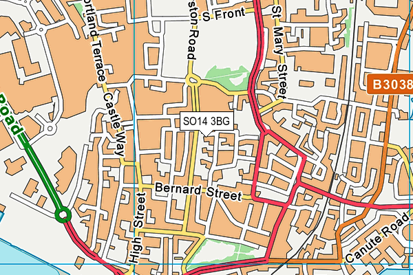 SO14 3BG map - OS VectorMap District (Ordnance Survey)