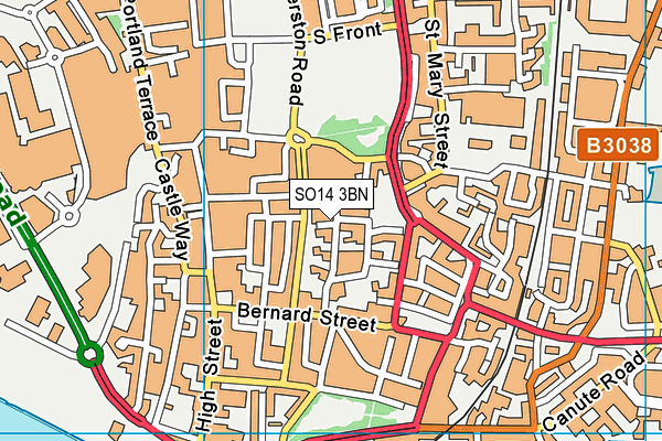 SO14 3BN map - OS VectorMap District (Ordnance Survey)