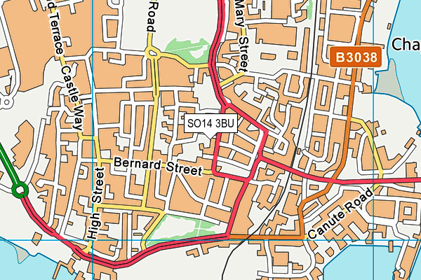 SO14 3BU map - OS VectorMap District (Ordnance Survey)