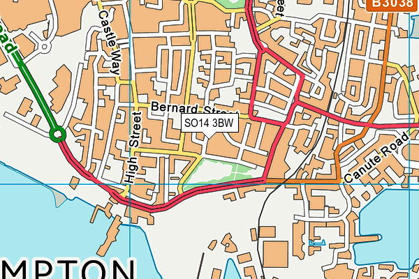 SO14 3BW map - OS VectorMap District (Ordnance Survey)