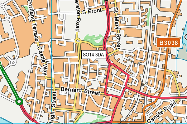 SO14 3DA map - OS VectorMap District (Ordnance Survey)
