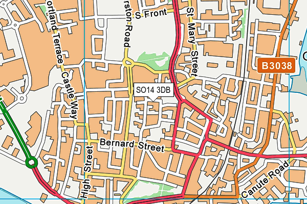 SO14 3DB map - OS VectorMap District (Ordnance Survey)