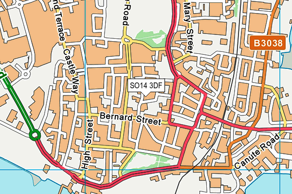 SO14 3DF map - OS VectorMap District (Ordnance Survey)