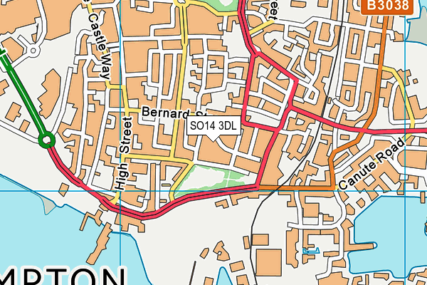SO14 3DL map - OS VectorMap District (Ordnance Survey)