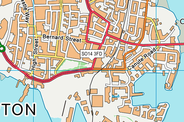 SO14 3FD map - OS VectorMap District (Ordnance Survey)