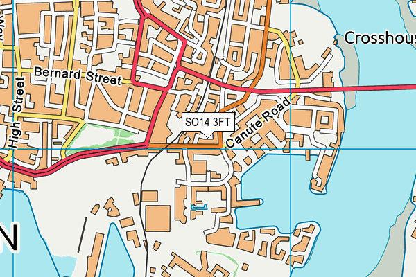 SO14 3FT map - OS VectorMap District (Ordnance Survey)