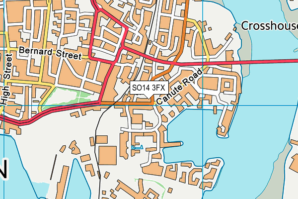 SO14 3FX map - OS VectorMap District (Ordnance Survey)