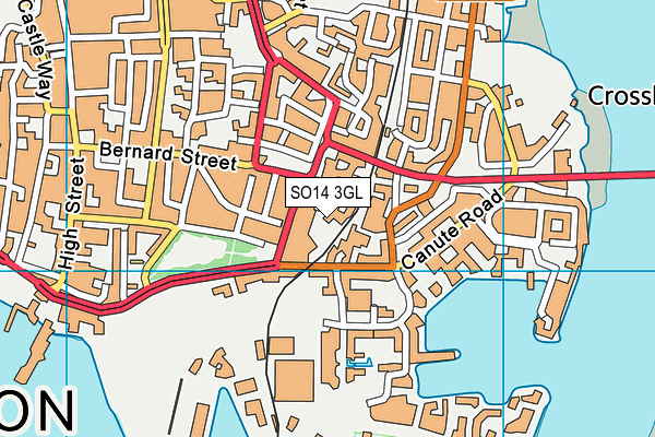 SO14 3GL map - OS VectorMap District (Ordnance Survey)