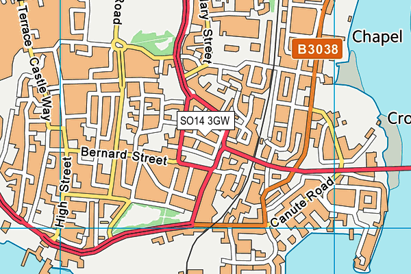 SO14 3GW map - OS VectorMap District (Ordnance Survey)