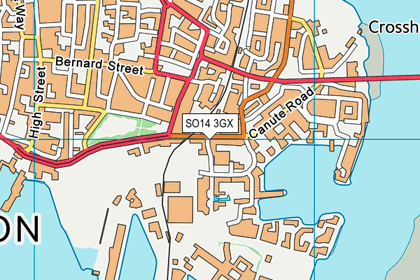 SO14 3GX map - OS VectorMap District (Ordnance Survey)
