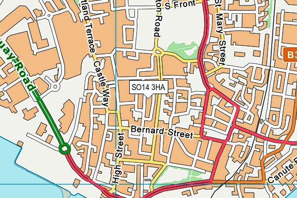 SO14 3HA map - OS VectorMap District (Ordnance Survey)