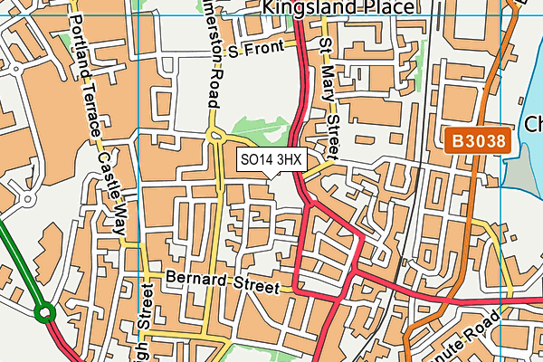 SO14 3HX map - OS VectorMap District (Ordnance Survey)