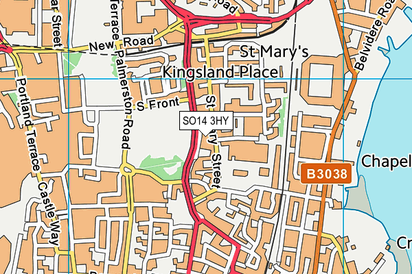 Kingsland Gym (Closed) map (SO14 3HY) - OS VectorMap District (Ordnance Survey)