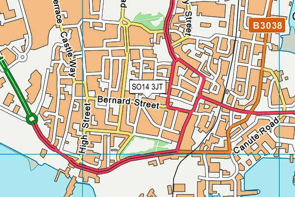SO14 3JT map - OS VectorMap District (Ordnance Survey)