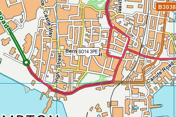 SO14 3PE map - OS VectorMap District (Ordnance Survey)