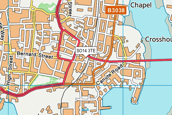 SO14 3TE map - OS VectorMap District (Ordnance Survey)