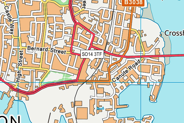 SO14 3TF map - OS VectorMap District (Ordnance Survey)