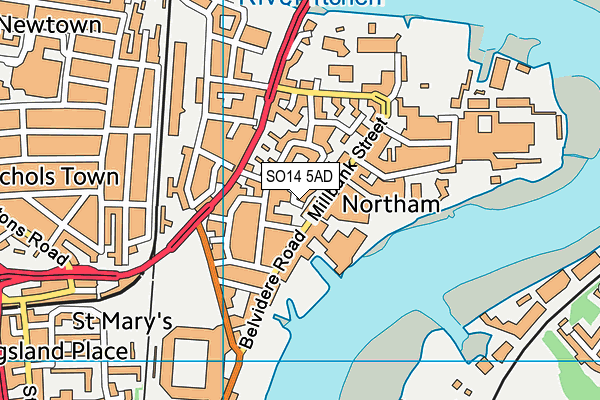 SO14 5AD map - OS VectorMap District (Ordnance Survey)