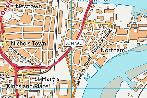 SO14 5AE map - OS VectorMap District (Ordnance Survey)
