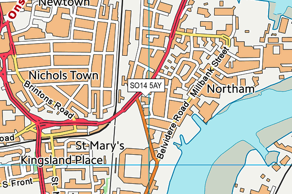 SO14 5AY map - OS VectorMap District (Ordnance Survey)