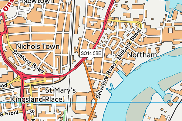 SO14 5BE map - OS VectorMap District (Ordnance Survey)