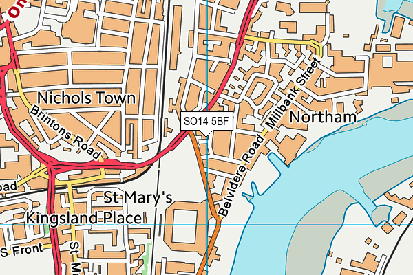 SO14 5BF map - OS VectorMap District (Ordnance Survey)