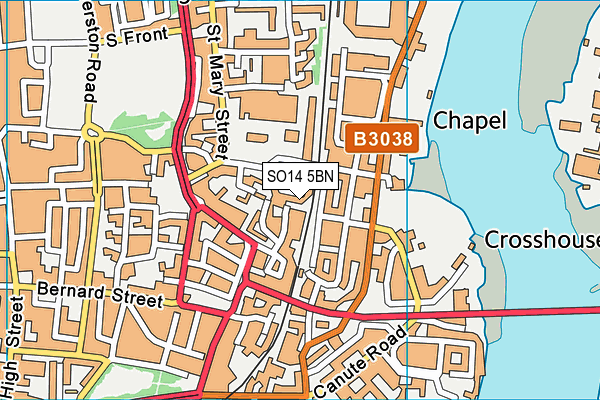 SO14 5BN map - OS VectorMap District (Ordnance Survey)