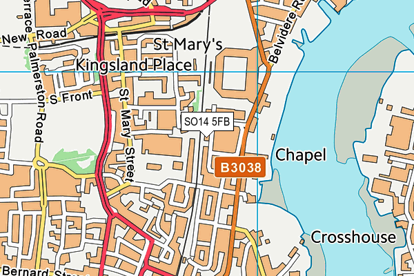 SO14 5FB map - OS VectorMap District (Ordnance Survey)
