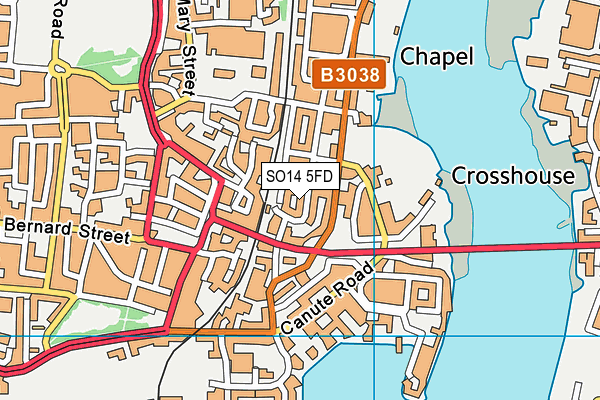 SO14 5FD map - OS VectorMap District (Ordnance Survey)