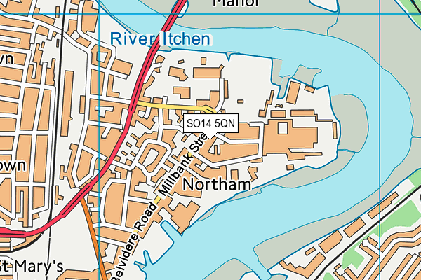 Spartans Gym map (SO14 5QN) - OS VectorMap District (Ordnance Survey)