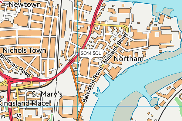 SO14 5QU map - OS VectorMap District (Ordnance Survey)