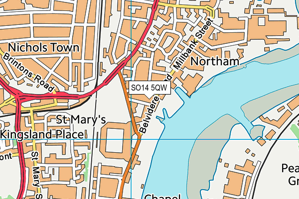 SO14 5QW map - OS VectorMap District (Ordnance Survey)