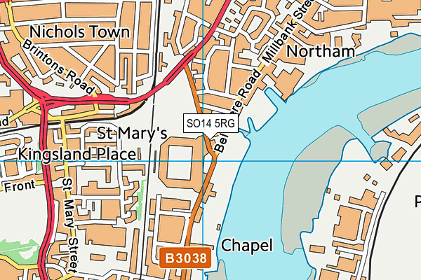 SO14 5RG map - OS VectorMap District (Ordnance Survey)