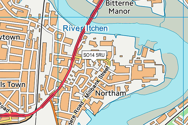 SO14 5RU map - OS VectorMap District (Ordnance Survey)