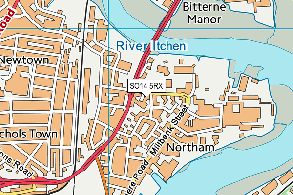 SO14 5RX map - OS VectorMap District (Ordnance Survey)