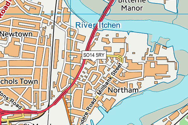 SO14 5RY map - OS VectorMap District (Ordnance Survey)