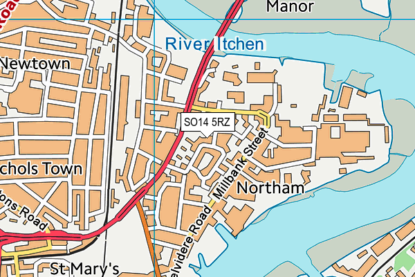 SO14 5RZ map - OS VectorMap District (Ordnance Survey)