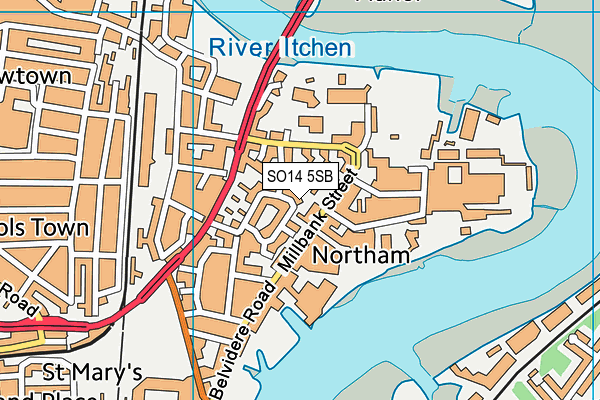 SO14 5SB map - OS VectorMap District (Ordnance Survey)