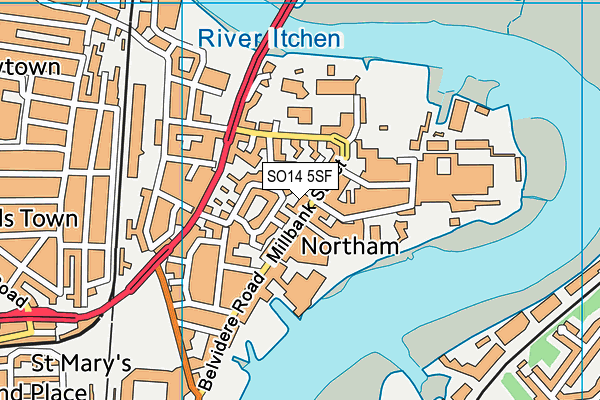 SO14 5SF map - OS VectorMap District (Ordnance Survey)