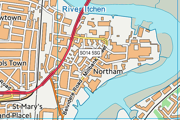 SO14 5SG map - OS VectorMap District (Ordnance Survey)