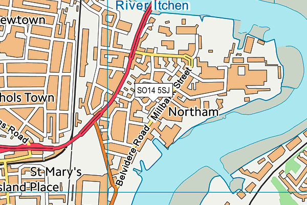 SO14 5SJ map - OS VectorMap District (Ordnance Survey)
