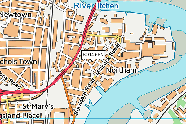 SO14 5SN map - OS VectorMap District (Ordnance Survey)