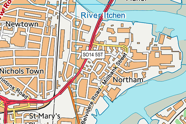 SO14 5ST map - OS VectorMap District (Ordnance Survey)