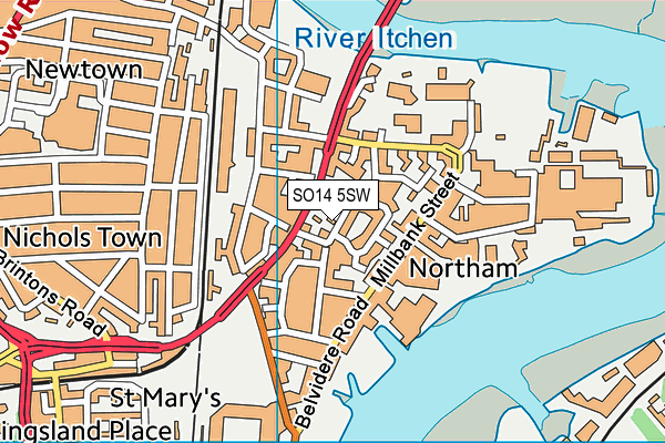 SO14 5SW map - OS VectorMap District (Ordnance Survey)