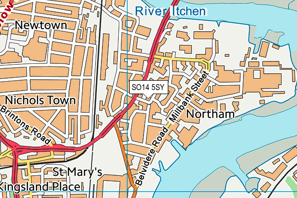 SO14 5SY map - OS VectorMap District (Ordnance Survey)